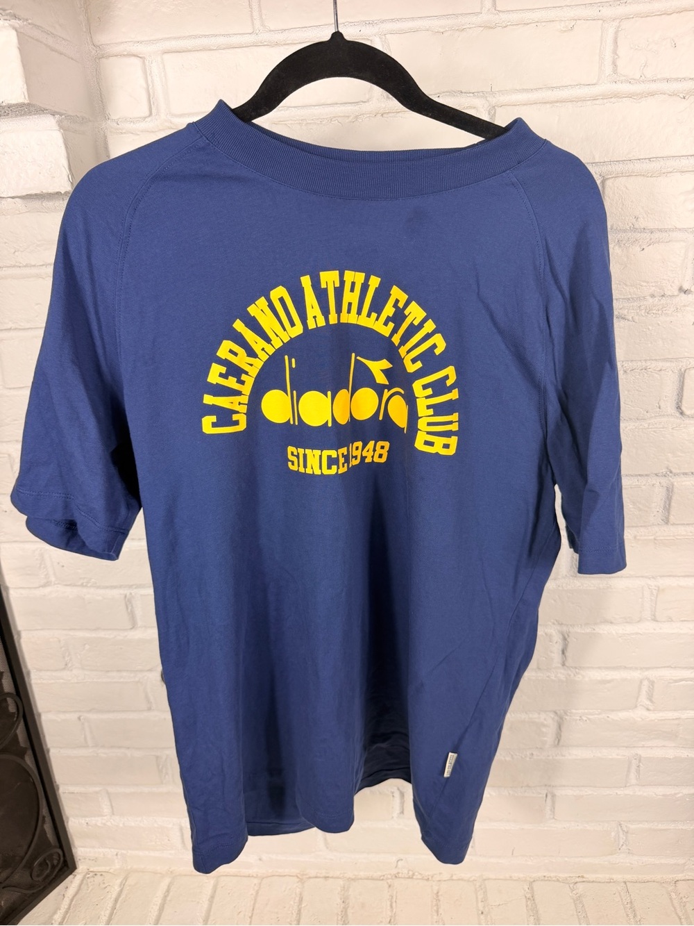 Diadora California Athletic Club Graphic Tee‎ Blue Yellow Logo Shirt Size S